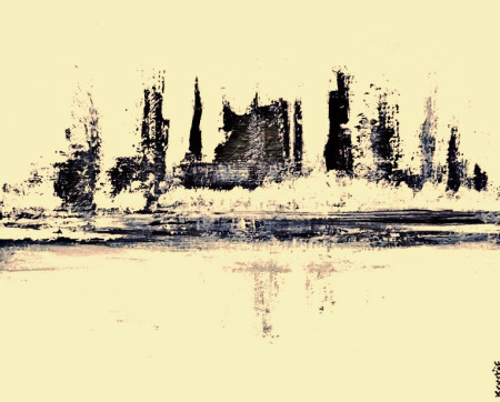 "Sabyra", Série Rêverie urbaines, acrylique sur toile, 60x50 cm, pièce unique, signée, vendue